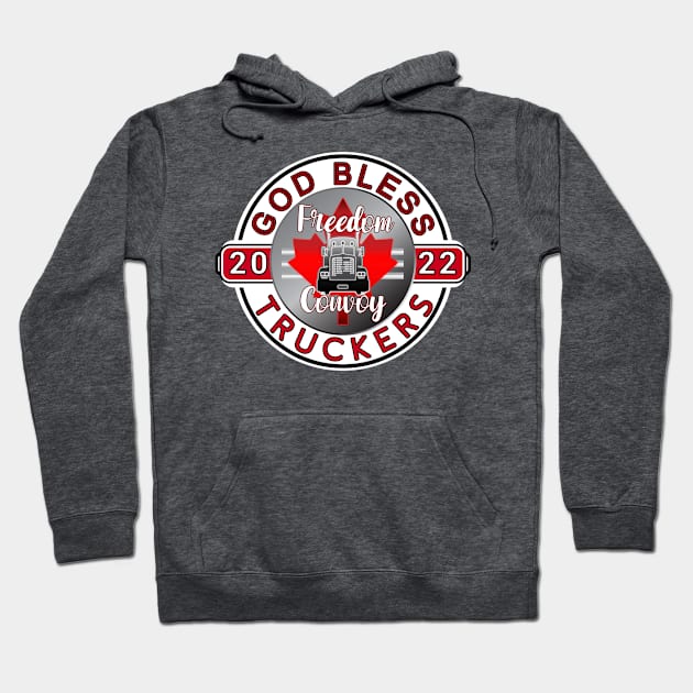 GOD BLESS THE TRUCKERS - MANDATES MUST GO - FREEDOM CONVOY 2022 Hoodie by KathyNoNoise